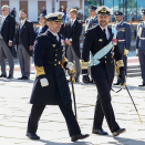 Kong Frederik og Kronprins Haakon på Honnørbrygga i Oslo. Foto: Ole Berg-Rusten / NTB 