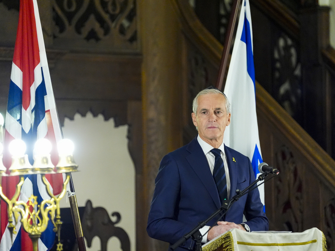 Statsminister Jonas Gahr Støre talte under markeringen av årsdagen for terrorangrepene i Israel 7. oktober 2023. Foto: Terje Pedersen / NTB